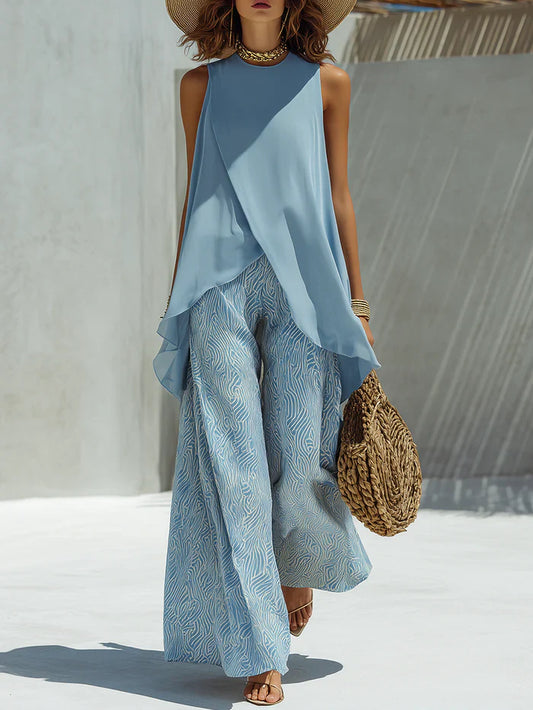 Velour™ | Conjunto informal de dos piezas con estampado y corte holgado para mujer