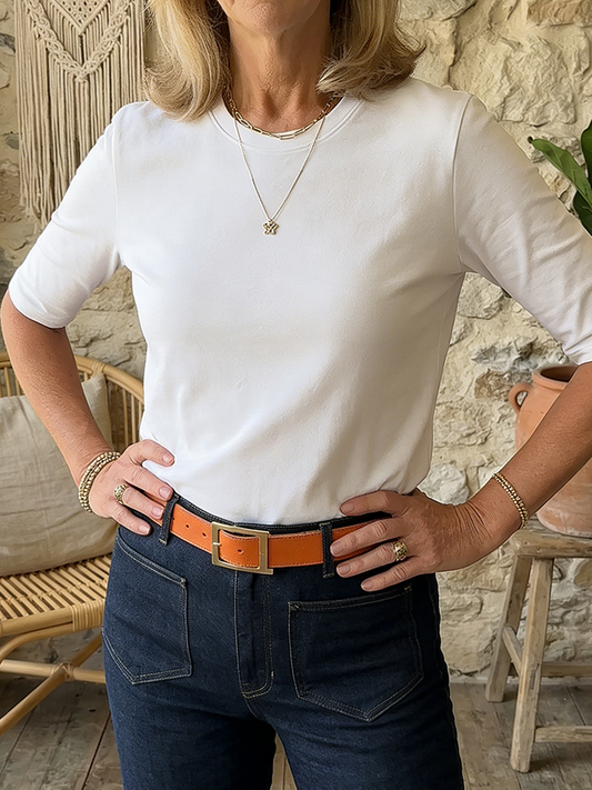 Cozy Minimalist Half-sleeve 100% Cotton T-shirt