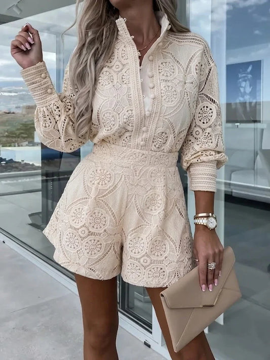 Citya™ | Conjunto informal de encaje para mujer, estilo vacacional