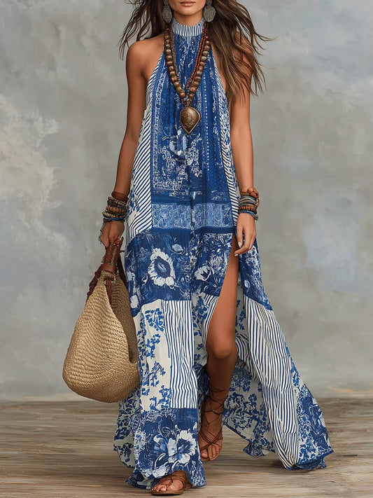Mer™ | Vestido largo de algodón de estilo informal para mujer con estampado floral étnico retro