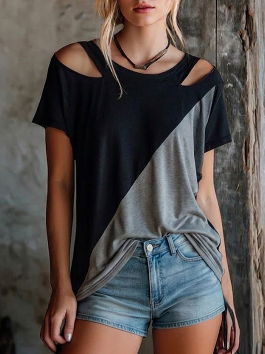 Taffet™ | Camiseta informal y cómoda de algodón con bloques de color y aberturas en los hombros