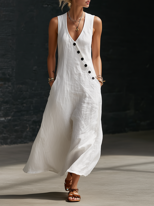 Ondine™ | Vestido largo con botones — Ropa cómoda y minimalista para el día a día