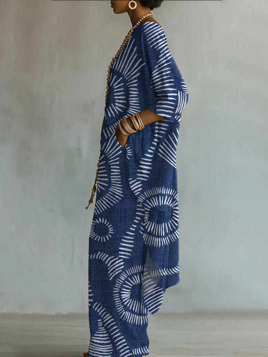 Elegant Retro Geometry Print Two-piece Set