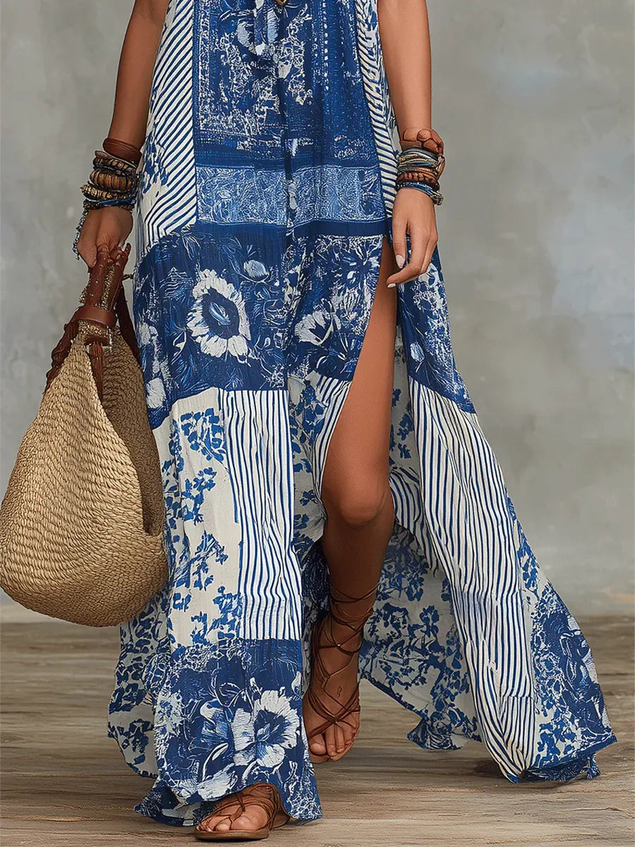 Mer™ | Vestido largo de algodón de estilo informal para mujer con estampado floral étnico retro