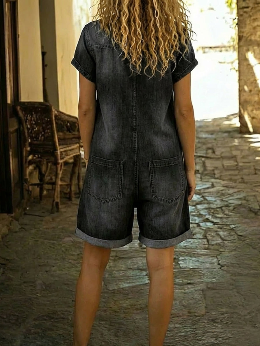 Luvia™ | Mono corto informal de algodón vaquero para mujer