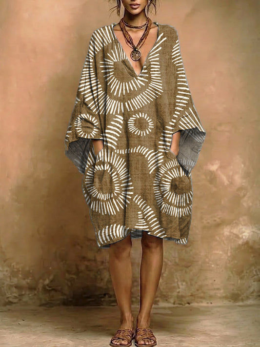 Linnea™ | Vestido retro con estampado geométrico y bolsillos