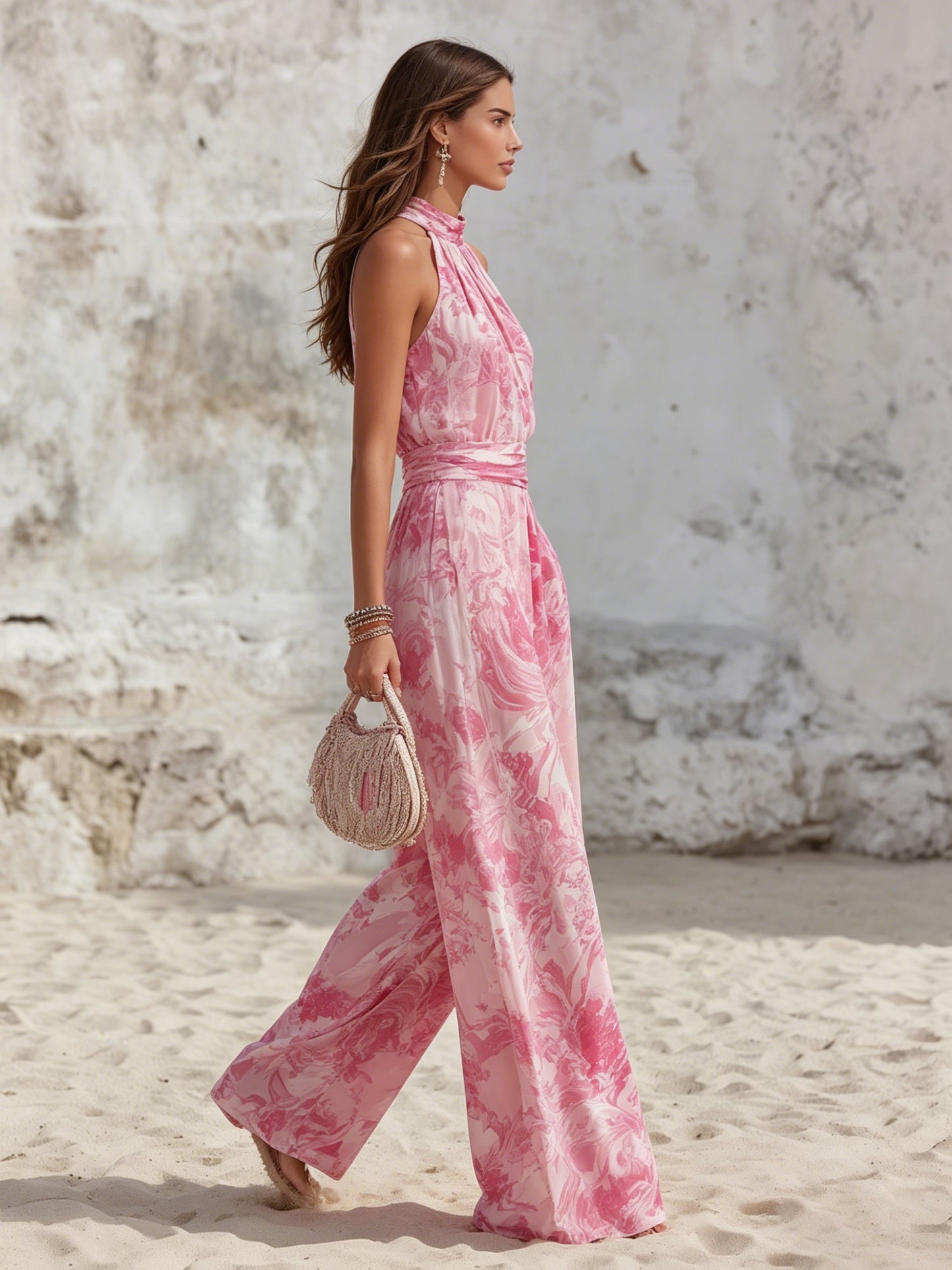 Horizon™ | Conjunto de top sin mangas con tirantes y pantalones de gasa estampados, estilo vacacional