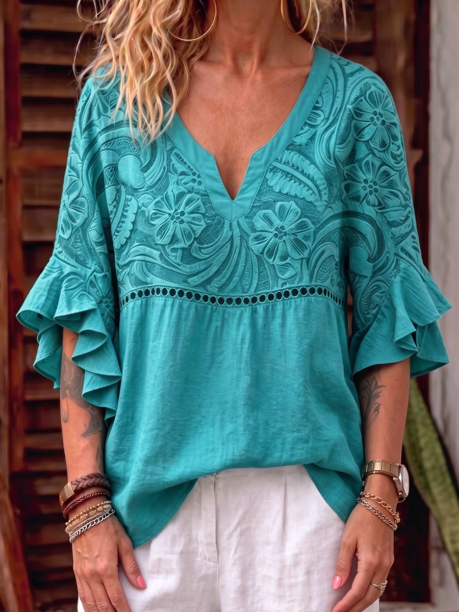 Ronja™ | Blusa informal de algodón a cuadros