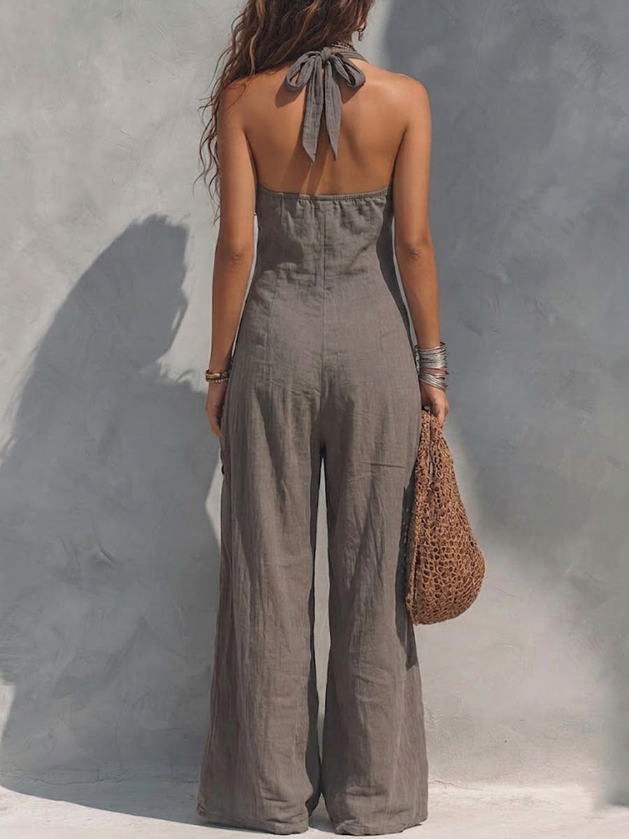 Octave™ | Mono halter de encaje con efecto lavado vintage y cintura ceñida