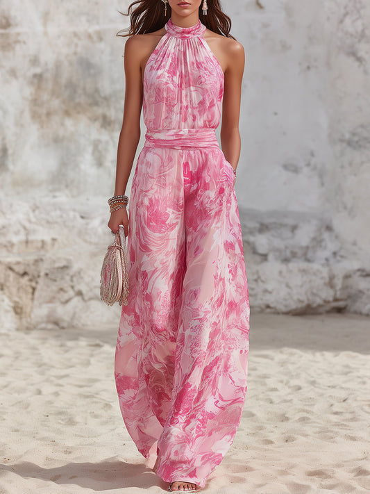 Horizon™ | Conjunto de top sin mangas con tirantes y pantalones de gasa estampados, estilo vacacional