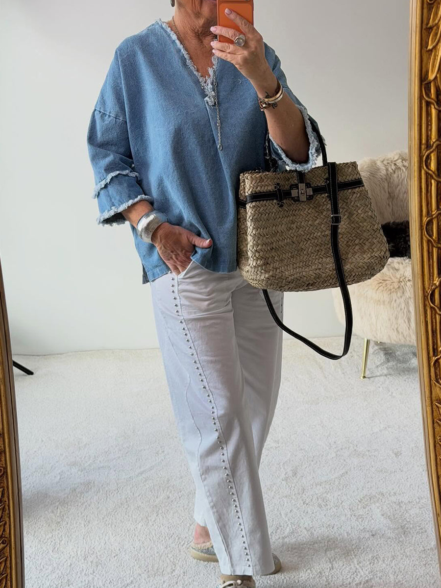 Bland™ | Camisa vaquera vintage desgastada de estilo informal