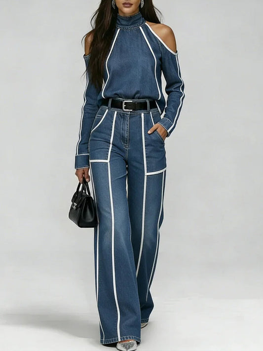 Caressa™ | Conjunto de dos piezas compuesto por un elegante top de denim