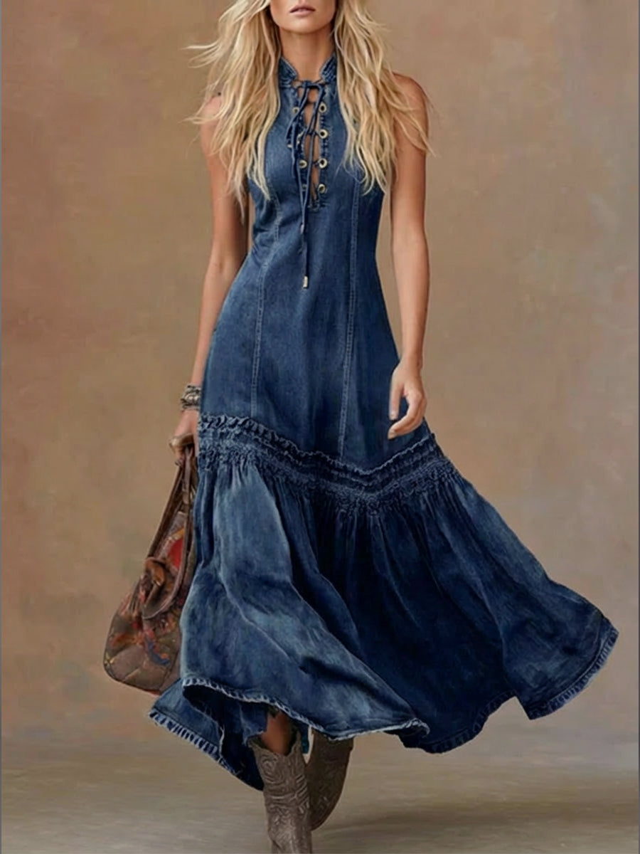 Silex™ | Vestido informal sin mangas de vaqueros con corte en cola de pez para mujer
