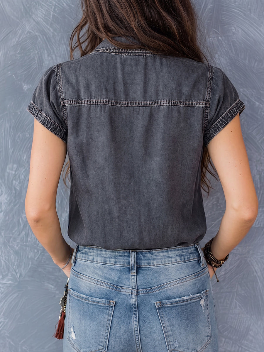 Jnad™ | Camiseta informal de denim con cremallera