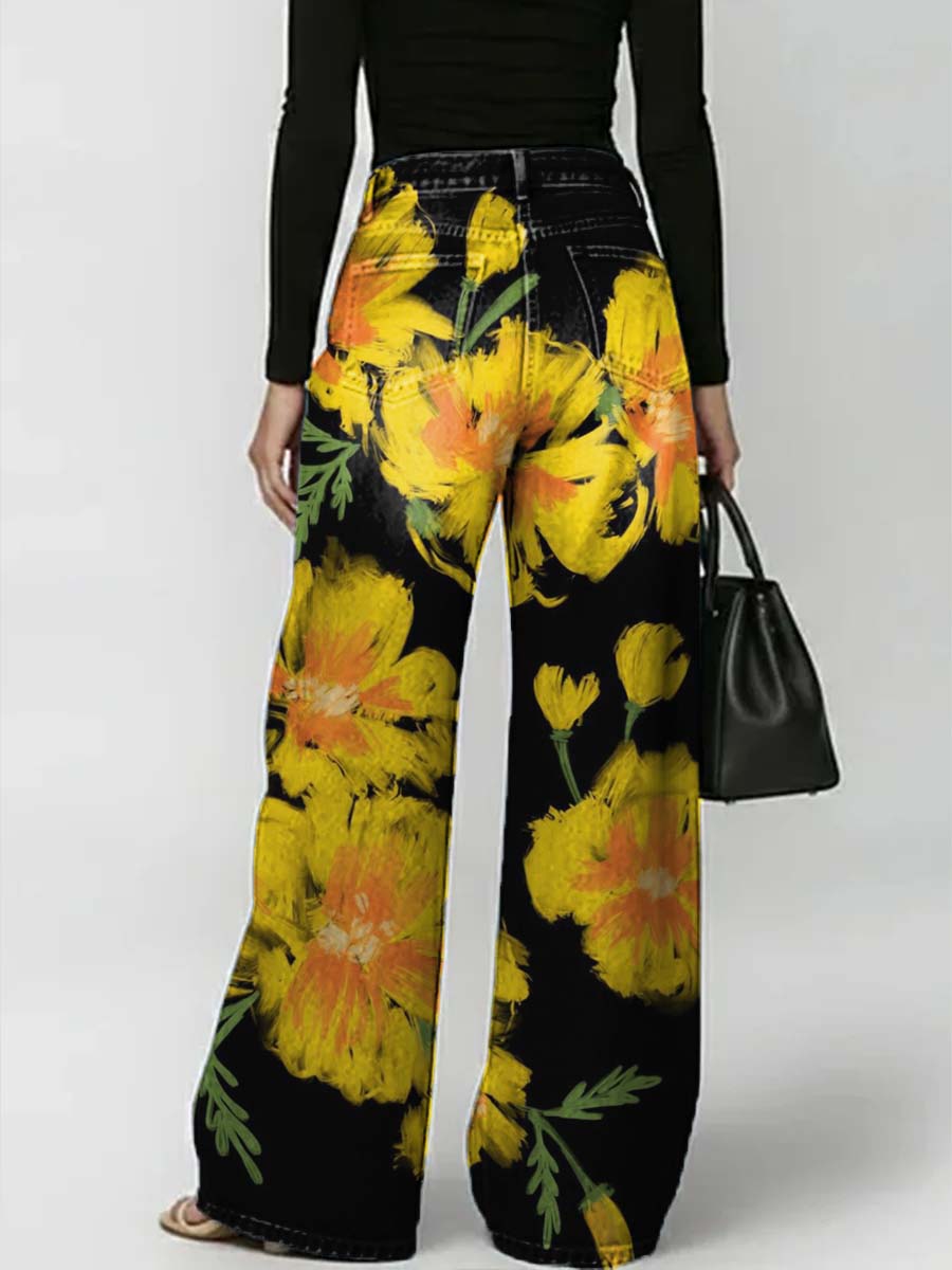 Linum™ | Pantalones vaqueros informales y elegantes para mujer con estampado floral