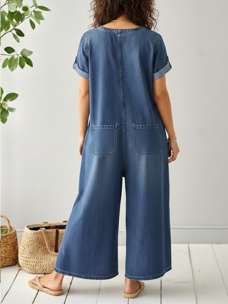 Slate™ | Mono informal de mujer de denim de corte holgado y manga corta