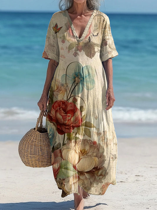 Kylari™ | Vestido midi holgado, elegante y chic, con estampado floral