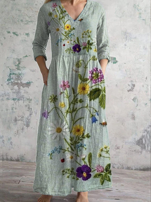 Vierna™ | Rétro Mode Floral Imprimer Décontracté Midi Robe