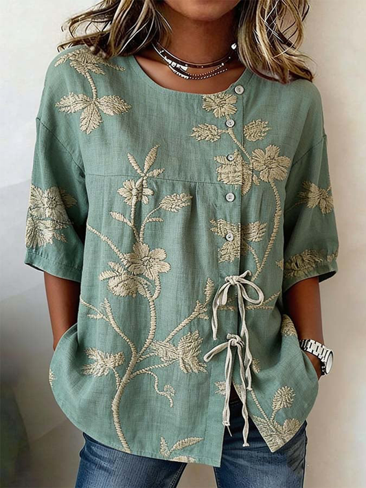 Swy™ | Camisa de mujer abotonada y con cordones
